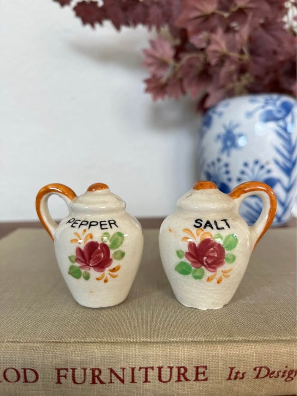 Vintage Floral Ceramic Salt and Pepper Shaker Set
